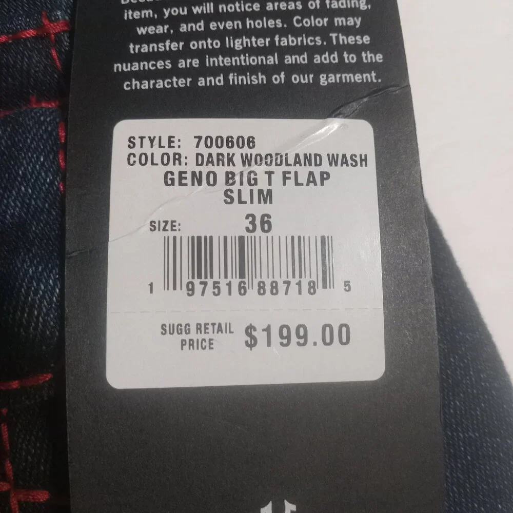 True Religion Men's NWT Geno Big T Flap Relaxed Slim Jeans 36x32  700606